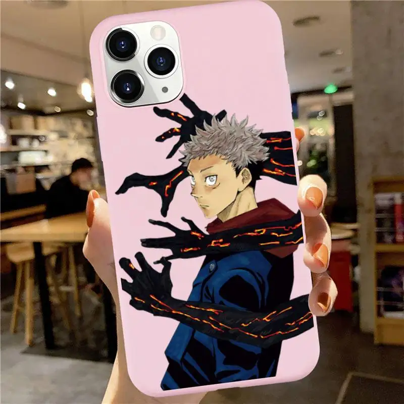 

Anime Cartoon Jujutsu Kaisen Phone Case Candy Color for iPhone 6 7 8 11 12 s mini pro X XS XR MAX Plus