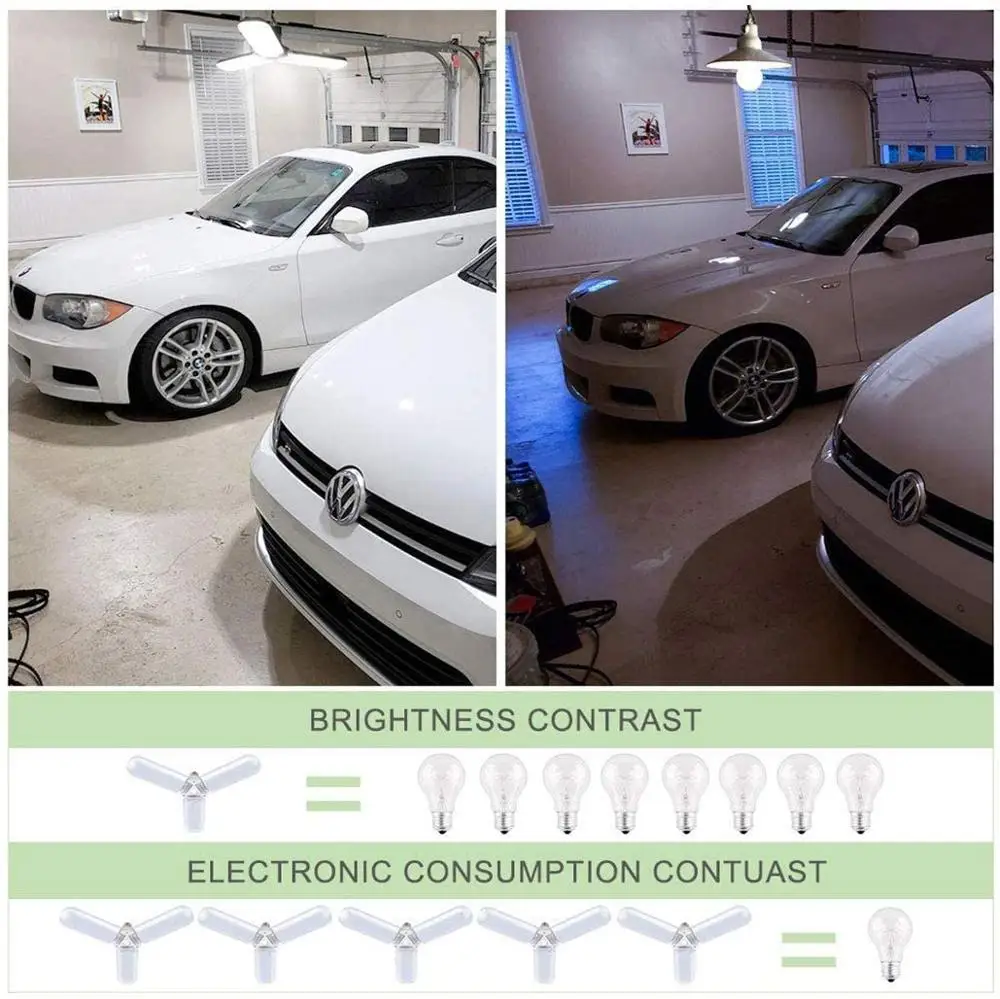 

E27/E26 LED Garage Lights 45W Garage Ceiling Light LED Foldable Fan Blade Bulb LED Corn Bulb 4500LM LED Garage Lighting