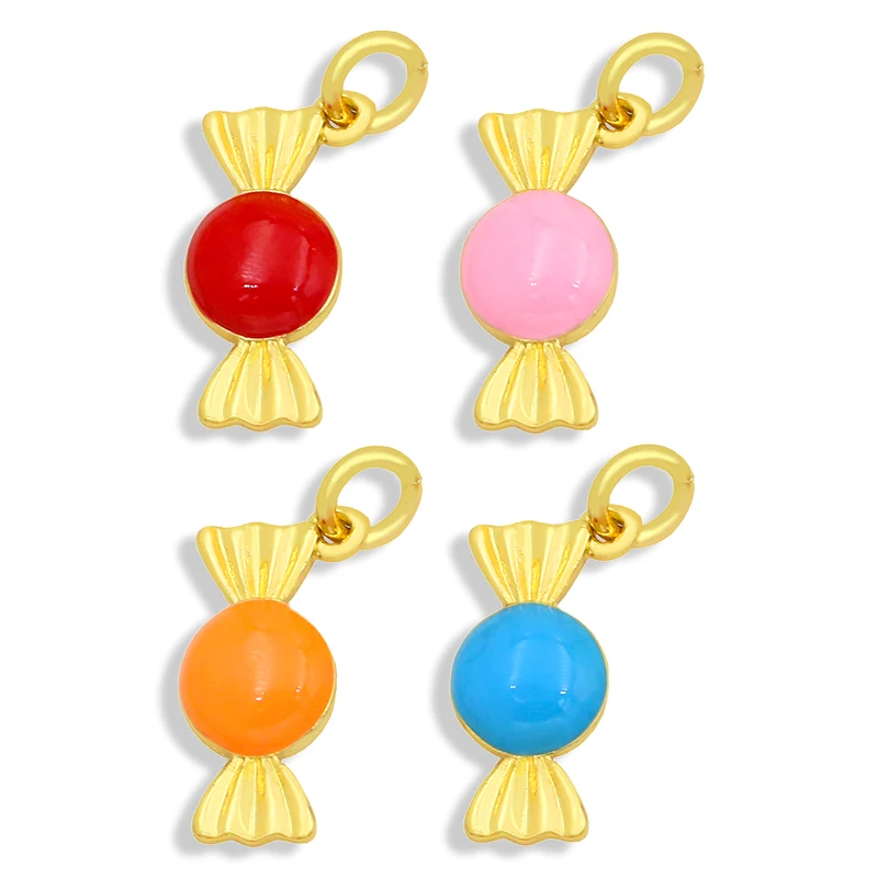 

OCESRIO Fashion Gold Plated Copper Sweets Mini Sweets Cute Necklace Charms Earring Pendants for Jewelry Making Supplies chma089