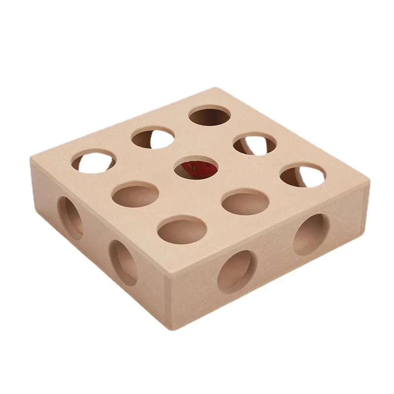 

Pet Box Treasure Tool Wooden MDF High Density Board Material Playful Interactive Function Educational Toys 17 Holes 2021 New