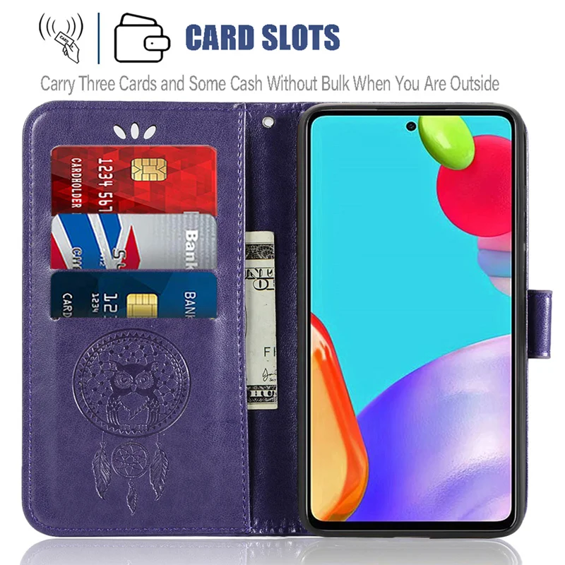 

Phone Bag Case For Samsung A72 Cover TPU Owl Flip Leather Wallet Case For Samsung Galaxy A72 Case For Samsung A72 Full Bag Capas