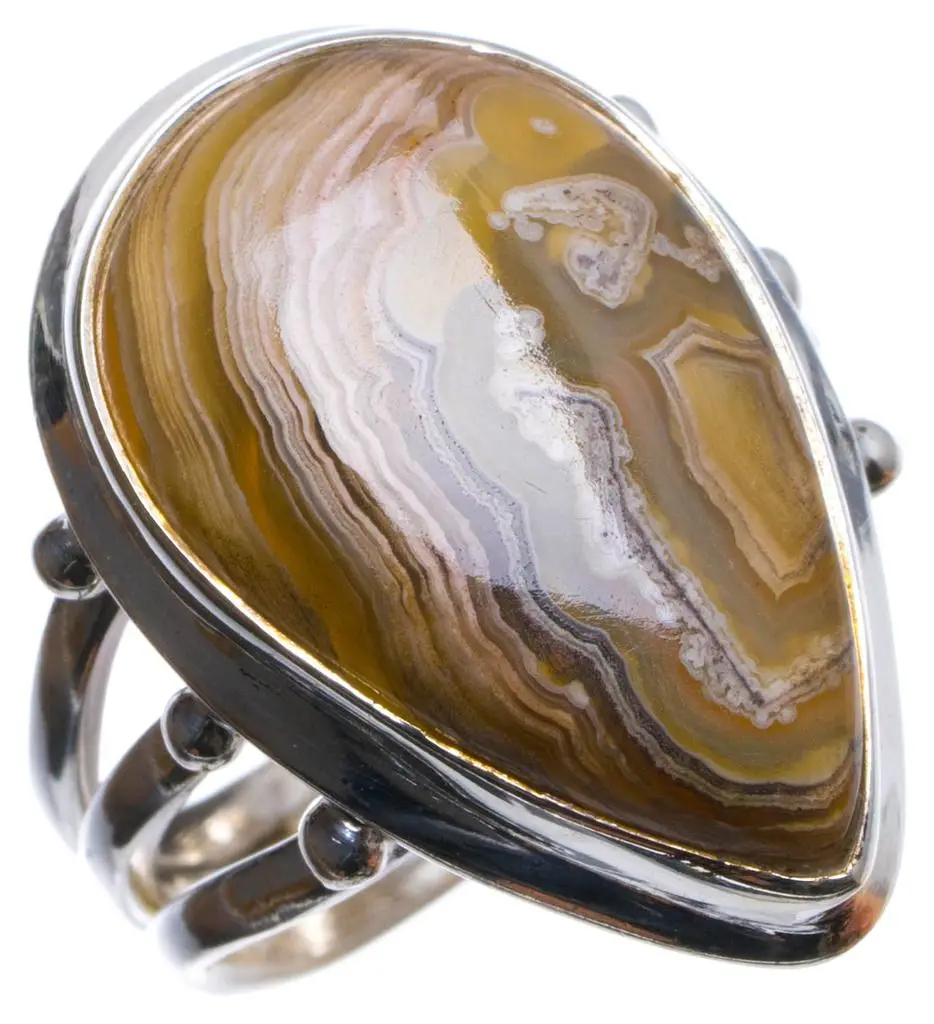 Кольцо из серебра 925 пробы с натуральным Crazy Lace Agate размер США 7 75 X2755|ring ring|ring 925ring size