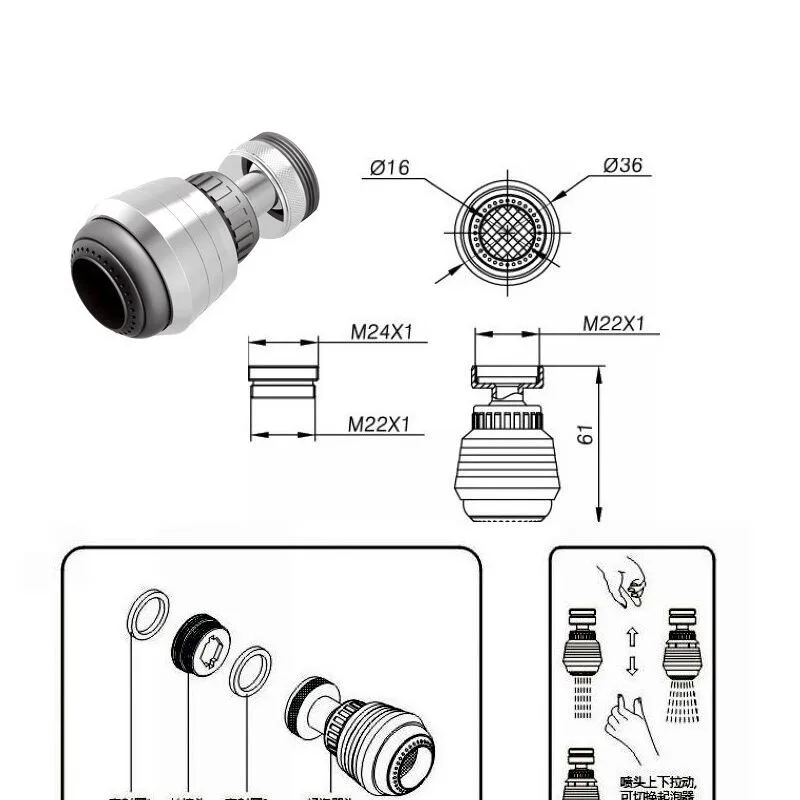

Universal Water-saving Faucet Tap Water Filter Bubbler Diffuser Rotary Faucet Nozzle Adapter Household Kitchen Sink Accessories