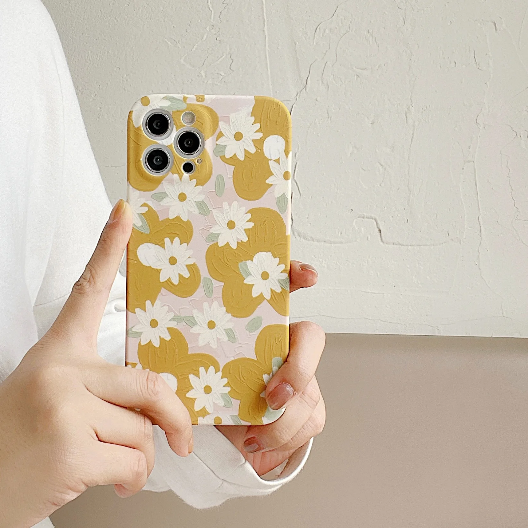 

Art Oil Painting Daisy Flowers Korean Phone Case For iPhone 12 11 Pro Max X Xs Max Xr 7 8 Puls SE 2020 Cases Soft Silicone Cover