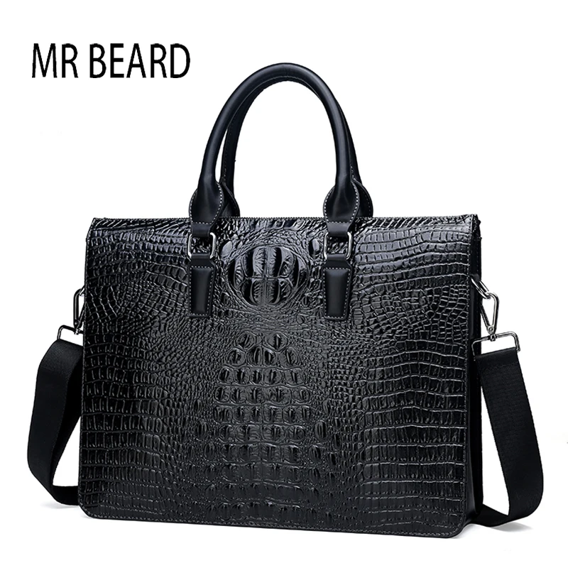 MR BEARD Wmnuo мужская сумка деловой портфель на плечо крокодиловый узор кожаная для