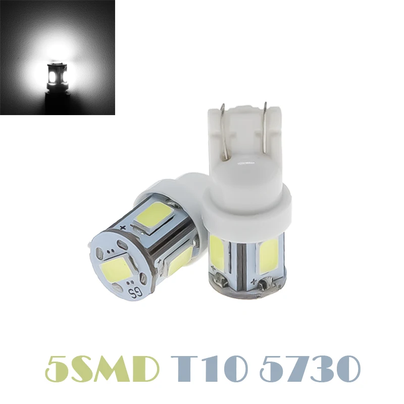 

10Pcs T10 W5W 5050 5SMD Reading Dome Lamp Car LED 168 194 192 DC 12V License Plate Bulbs Marker Light Wedge Lights White blue