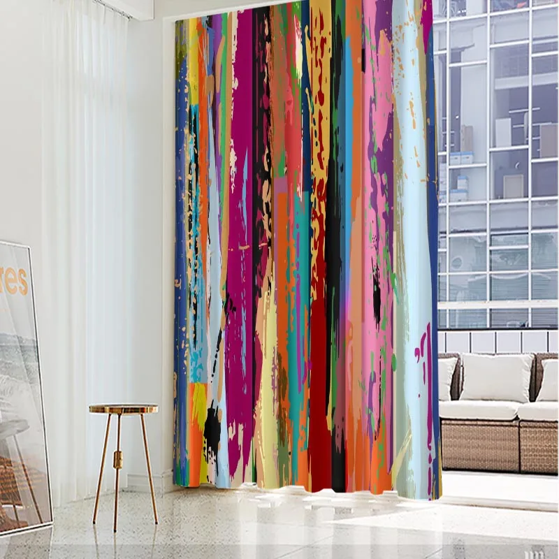 

New Arrival Geometric Backgrounds Curtains For Living Room Popular Patterns Smooth Cloth Fabric Window Curtains Bedroom Decor