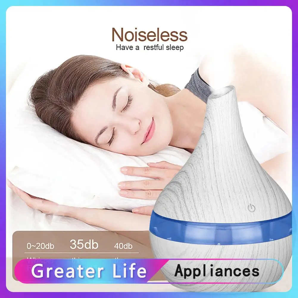 

300ml Creative Wood Grain Humidifier Aroma Diffuser USB Air Humidifier Atomizer Colorful Wood Grain Mist Maker