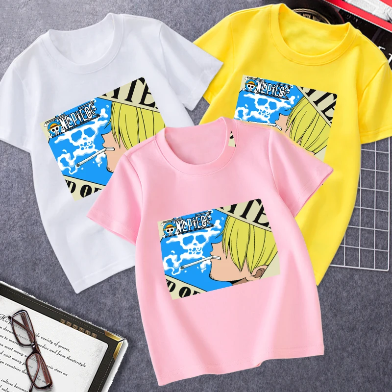 

Boys and Girls One Piece Hot Blood Anime tshirt Cartoon Fashion Print tshirt Summer Short Sleeve Tops Kids T-shirt Clothes