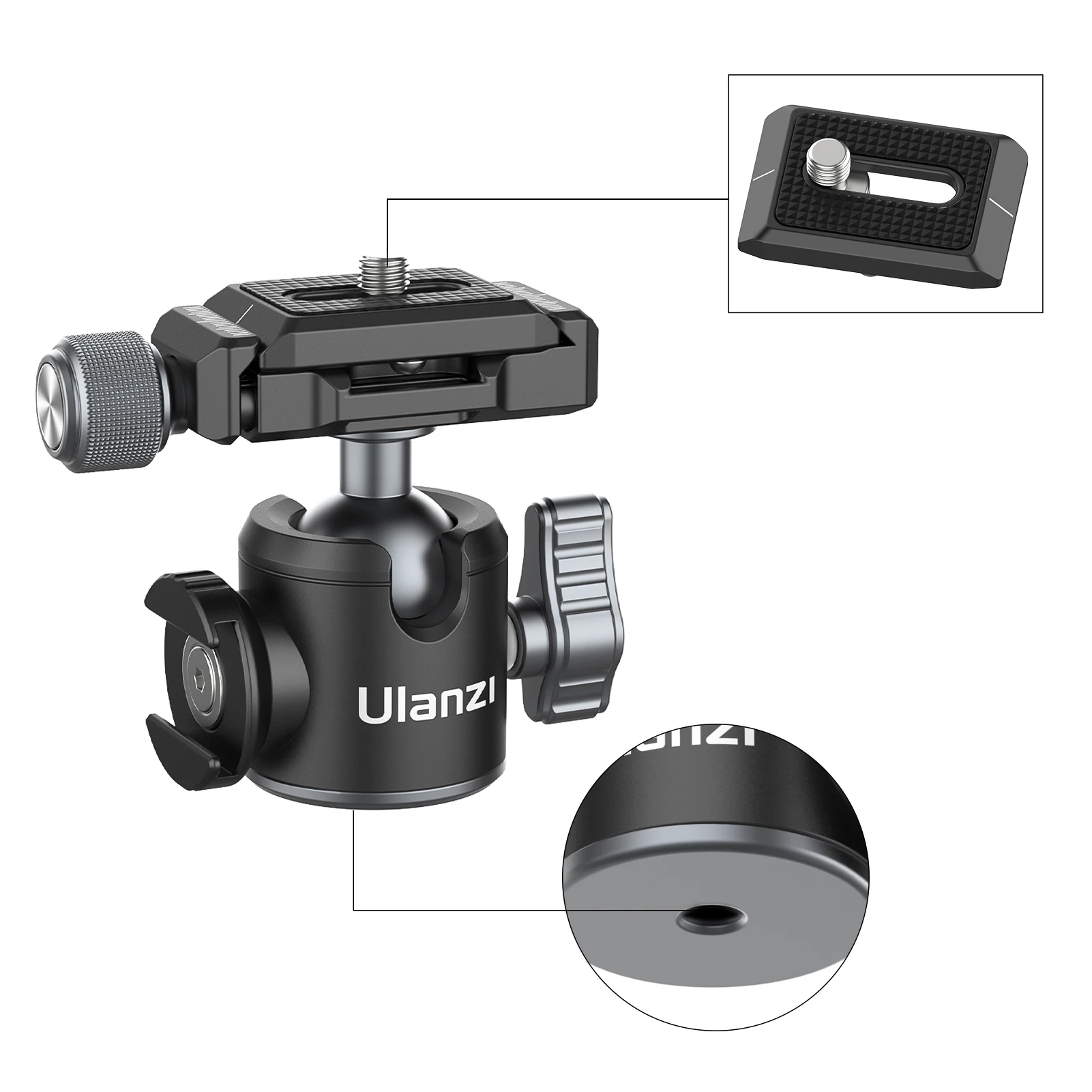 

Ulanzi U-60L/U-80/U-80L Arca Swiss Side Cold Shoe Ball Head Arca Swiss Quick Release Plate 1/4 Inch Screw for DSLR ILDC Camera