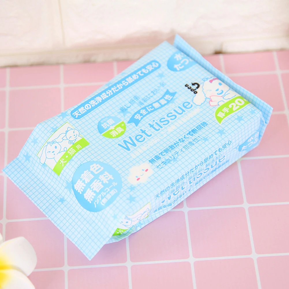 20 шт Портативные гигиенические влажные салфетки для домашних животных удаления