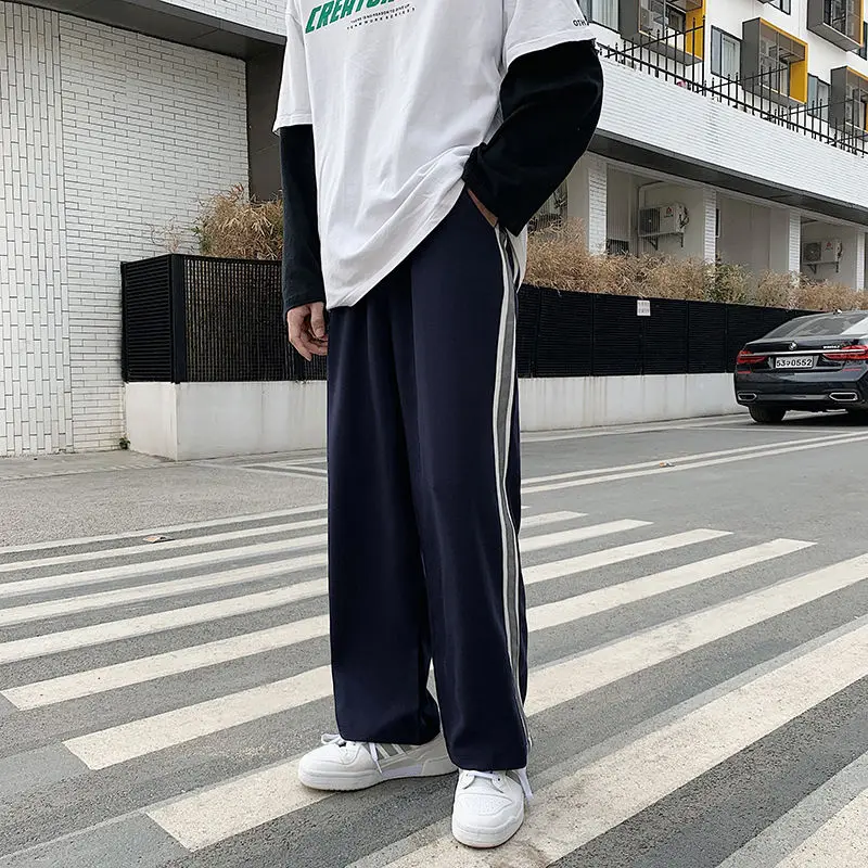 

2020 Men's Fashion Formal Suit Pants Business Design Cotton Wide Leg Pants BF Casual Pants Social Grey/deep Blue Color Trousers