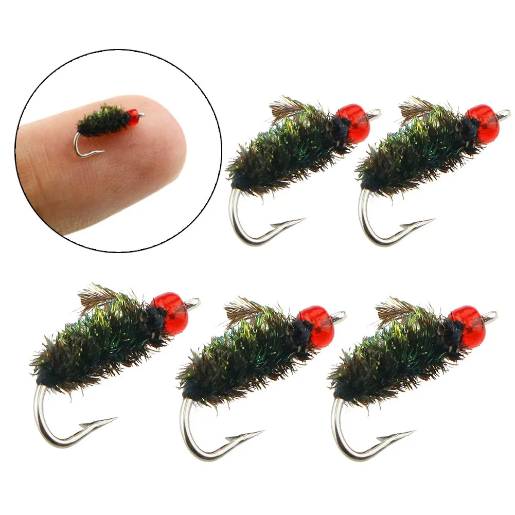 

5pcs Fly Fishing Flies Scud Bug Worm Flies Trout Hand Tied Fly Fishing Lure Hook Fishing Artificial Insect Bait Lure Fish Bait