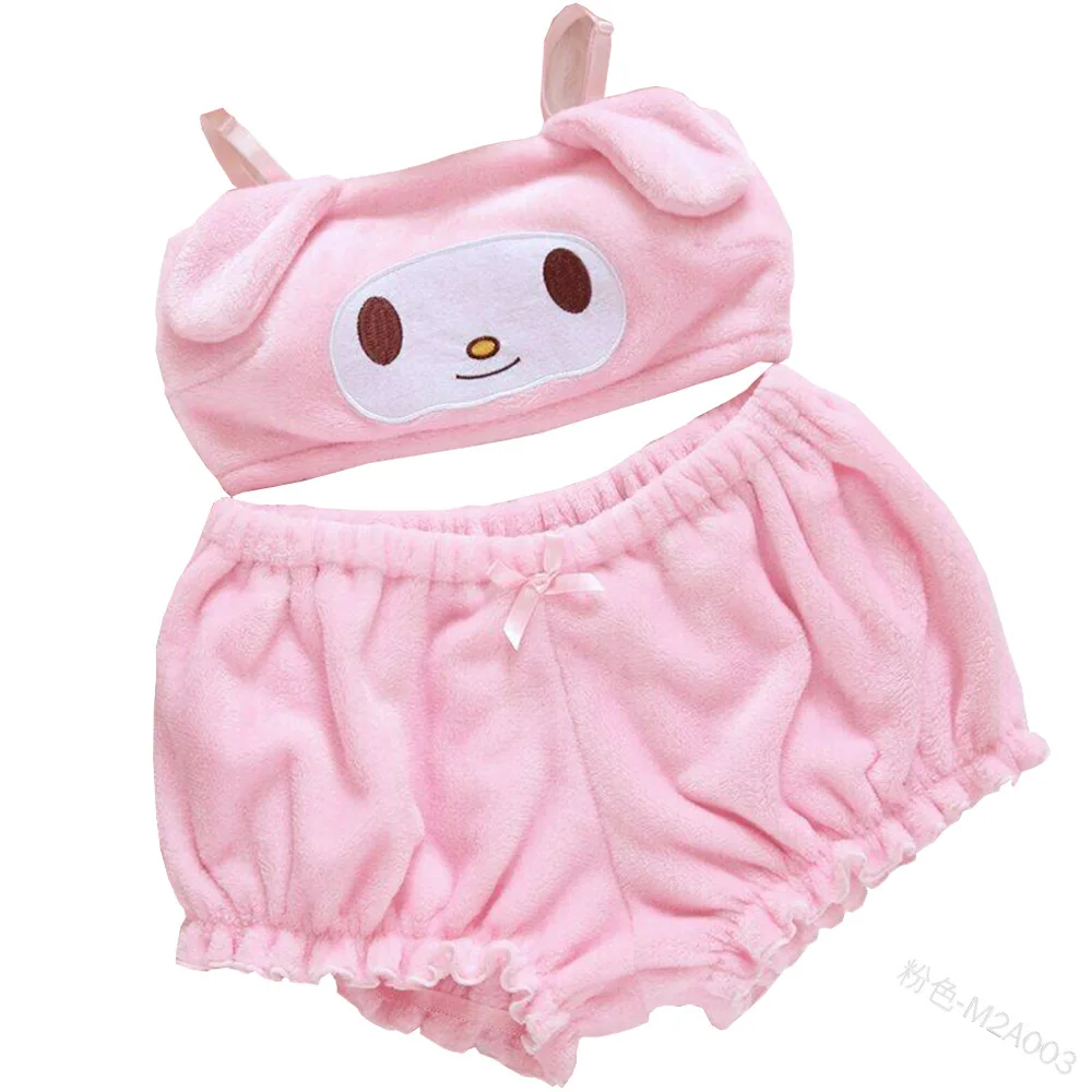 

WEPBEL Women Cartoon Print Homewear Ladies Sexy Sweet Strap Crop Top + Shorts Two Piece Set Sleepwear