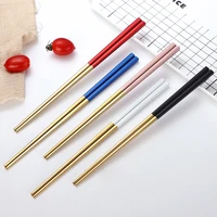 4 pairsset sushi stainless steel chopsticks metal chop sticks tableware silver gold multicolor reusable chopstick kitchen tools