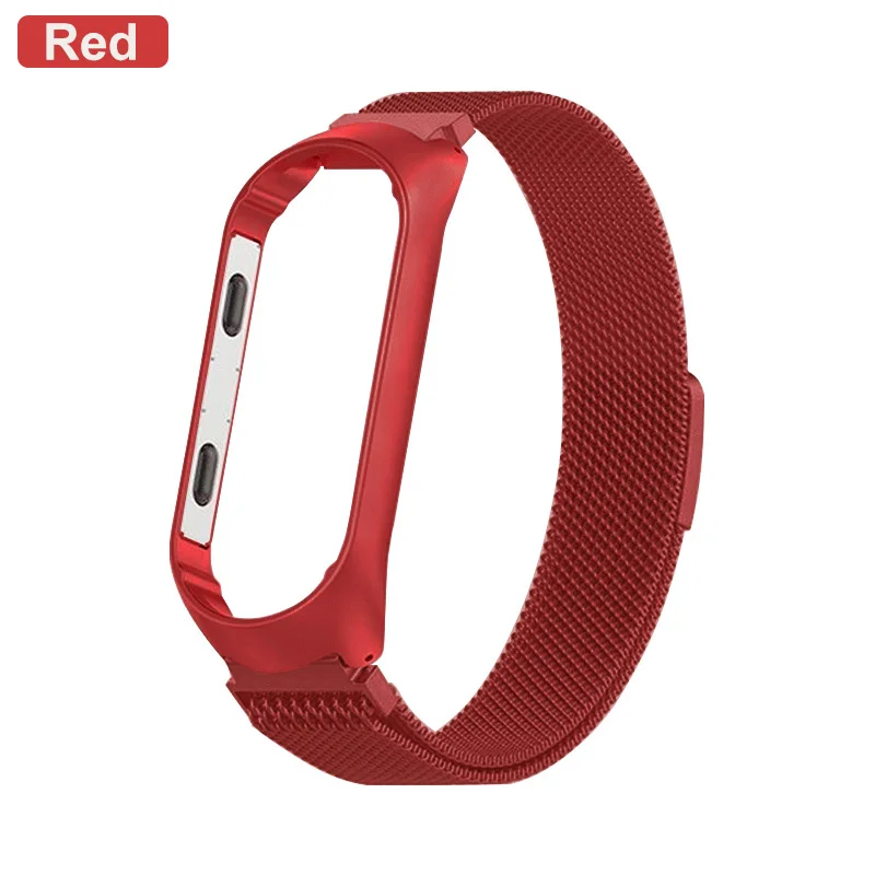 Magnet red Браслет для Mi Band 4 ремешок Miband 4/3 Металл Нержавеющая сталь Миланская Магнитная Mi Band 4 3 ремешок на руку аксессуары для ремня - Цвет: Magnet red