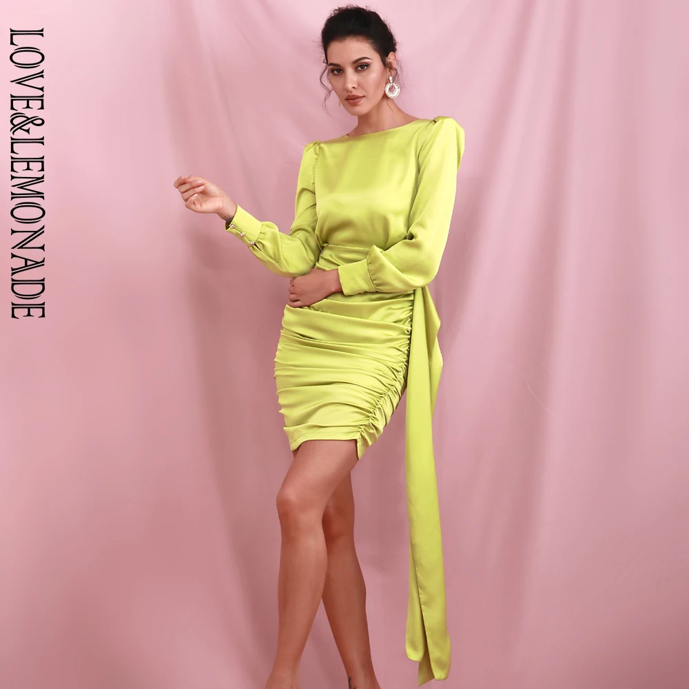 Женское мини платье LOVE & LEMONADE ФЛУОРЕСЦЕНТНОЕ зеленое из светоотражающей ткани с