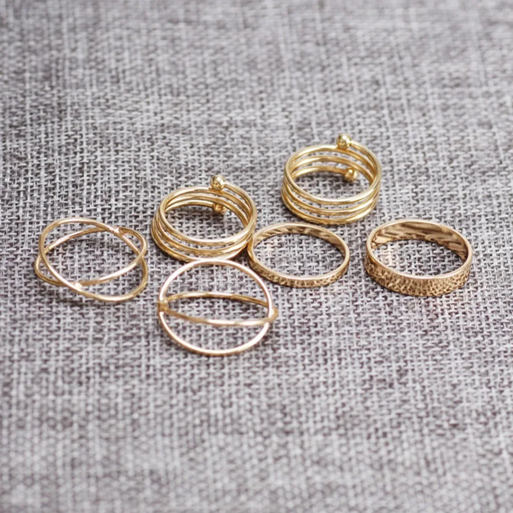 Janedream мульти Золотые круглые кольца Набор Midi палец кольцо для женщин простой