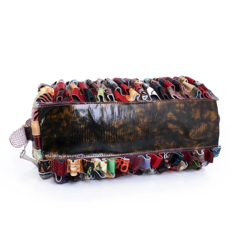 

GINYEZI 2020 new women's snake skin handbag retro style colorful pleated women's leather bag