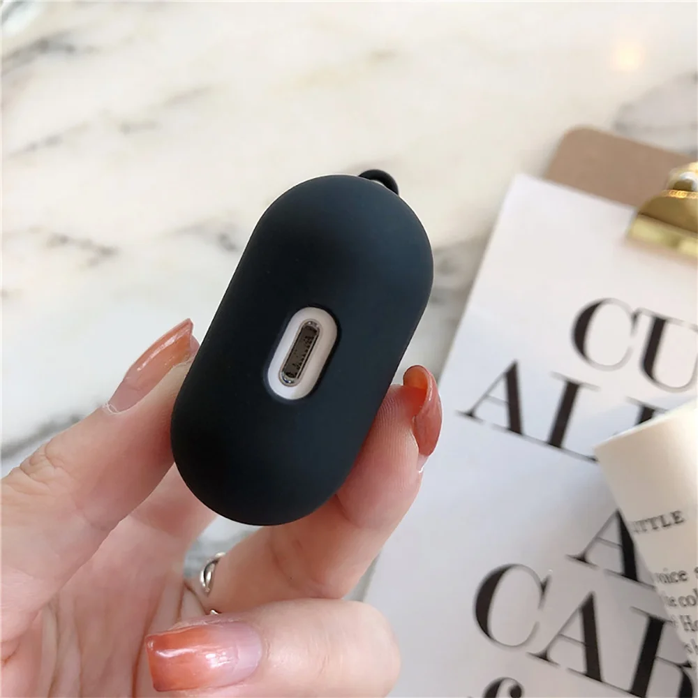 Черный силиконовый чехол для Apple AirPods Pro A2084 A2083 защитный с принтом наушников Bluetooth
