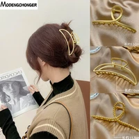 2021 new fashion hair claw barrettes for women fashion girl metal geometric hollow out headwear hair accessories crab hair clip