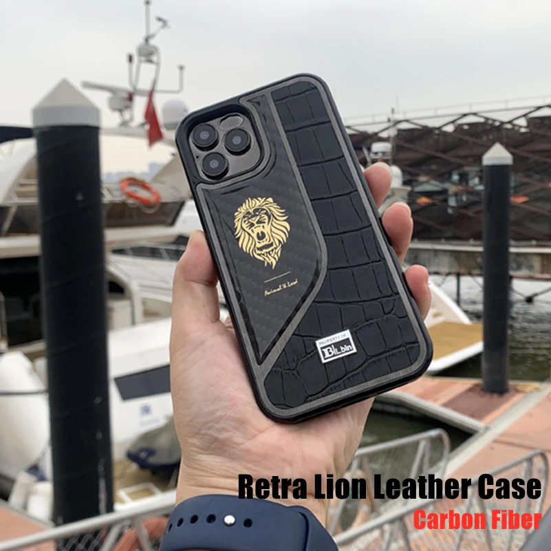 Luxury Lion Phone Cases For iPhone X XS Max XR 7 8 Plus Retra Business Leather Shockproof Cover For iPhone 12 11 Pro Max 12 mini