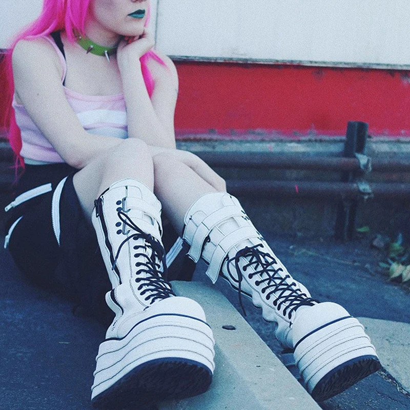 

Женские ботинки на танкетке, однотонные пикантные ботинки на средней платформе с круглым носком, на молнии, на очень высоком каблуке, 2021