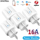 Умная розетка SMATRUL Tuya Zigbee, адаптер европейского стандарта, 16 А, Беспроводное дистанционное управление, электрическая вилка для монитора питания, подходит для Google Home Alexa