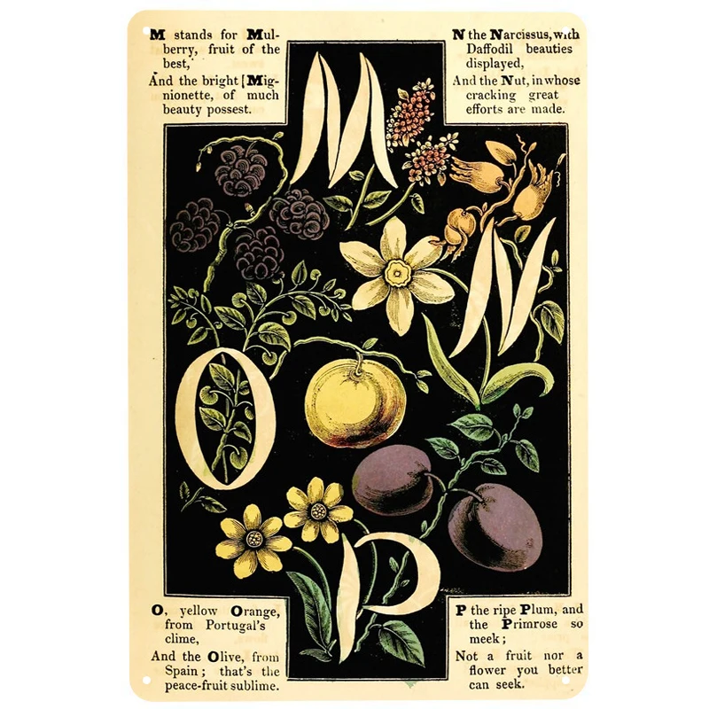 

Фруктовые буквы м, винтажные печатные фотообои, жестяные знаки, забавный постер, декор для бара, паба, клуба, украшение для гостиной, дома