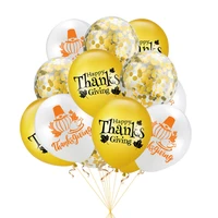 happtanksgiving decor party balloon 12inch gold white turkey leaves printing latex balloons thanksgiving day home party supplies