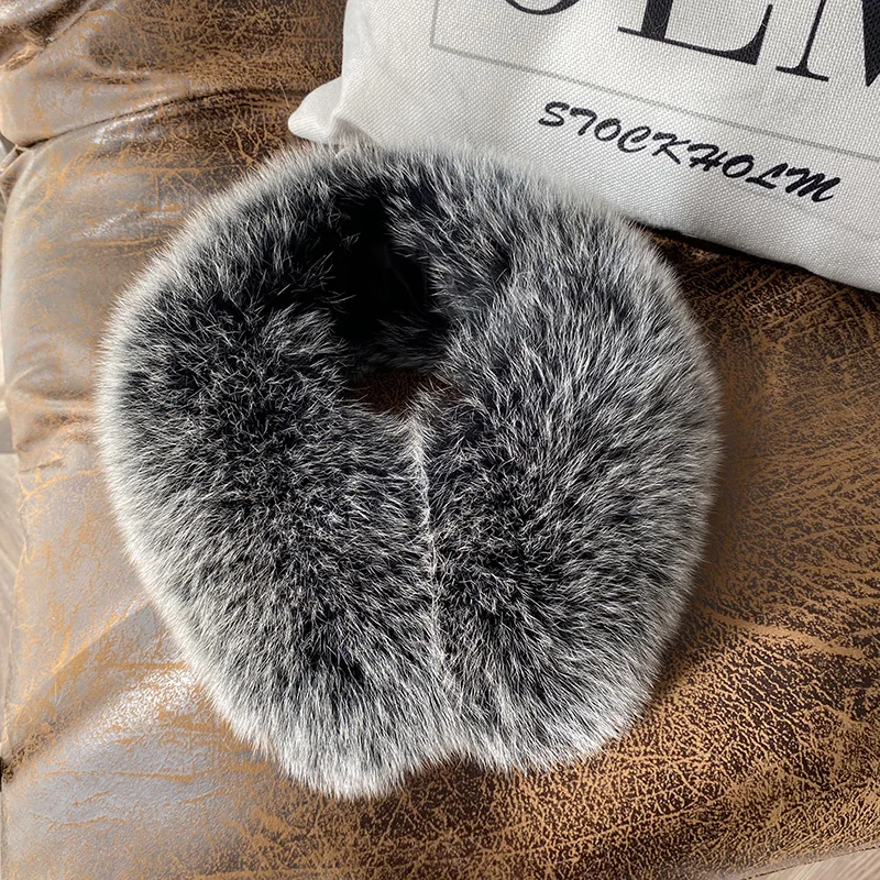 Зимний шарф из натурального Лисьего меха прямой воротник Женский слюнявчик на