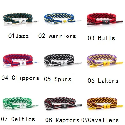Горячая команда плетеный кожаный браслет Lakers Rockets кружевной браслет T001