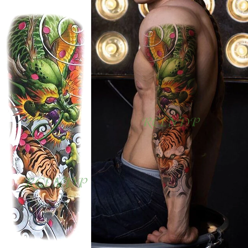 

Waterproof Temporary Tattoo Sticker skull rose full arm fake tatto flash tatoo sleeve large size for men women lady