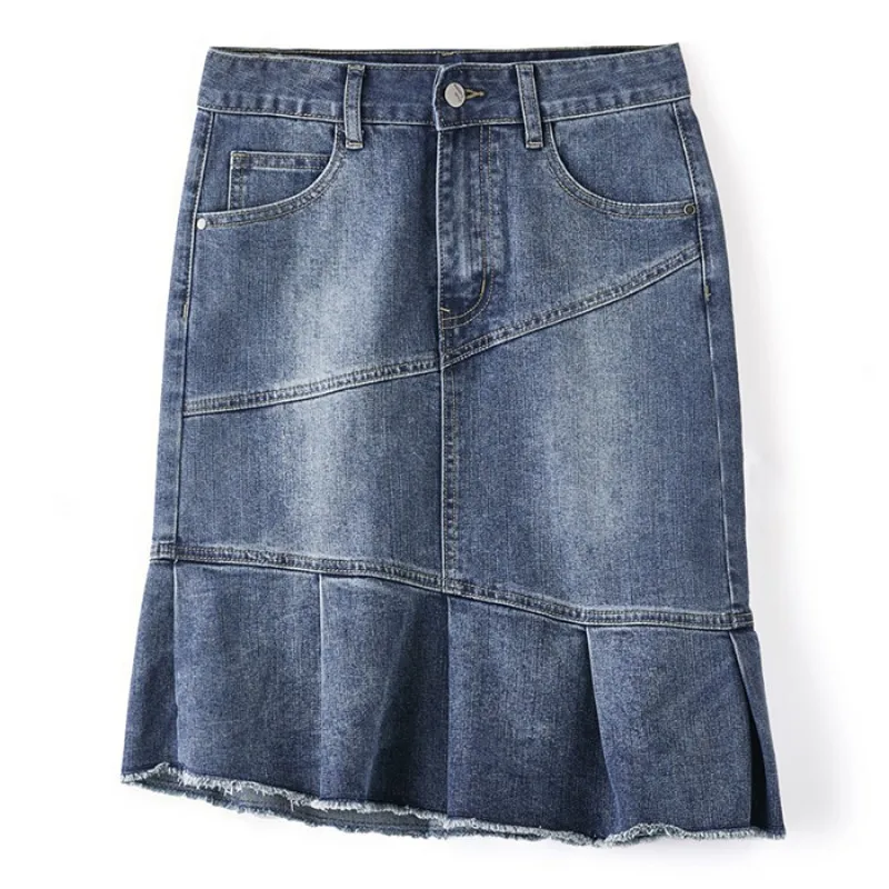 

2020 New Women Denim Skirts Lotus Ruffles Female Jeans Skirt Casual Amazing Girl Quality Fashion Spring Summer Clothing