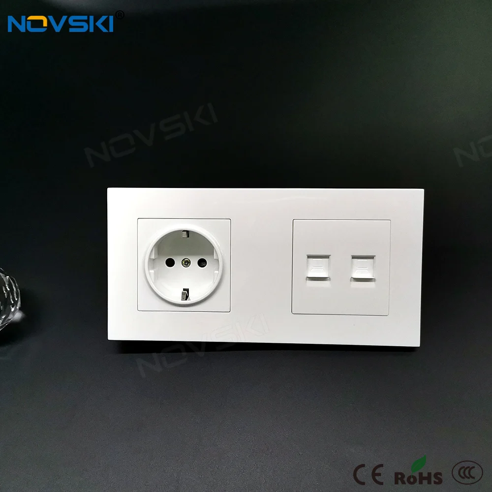 NOVSKI Европейская электрическая розетка CAT 6 10 ГБ двойная COM для передачи данных