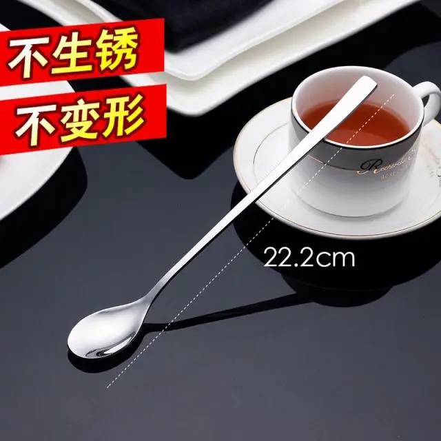 

[stainless steel long handle spoon] coffee stirring bar creative desserts ice honey soup seasoning