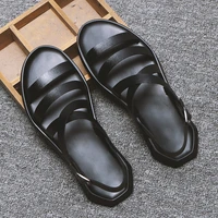 2021 summer beach sandals mens shoes casual pu leather men sandals flat holiday beach sandals male black white shoes n039