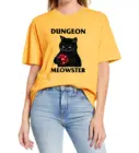 Забавная Новинка, винтажная женская рубашка Dungeon Meowster с изображением черной кошки, забавная футболка унисекс с коротким рукавом, Мультяшные топы из 100% хлопка