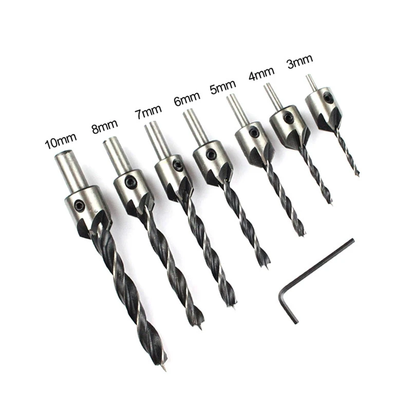 

7pcs/4pcs Countersink Drill Woodworking Drill Bit Set Drilling Pilot Holes Reamer for Screw #3 #4 #5 #6 #7 #8 #10 Drill Bit Set