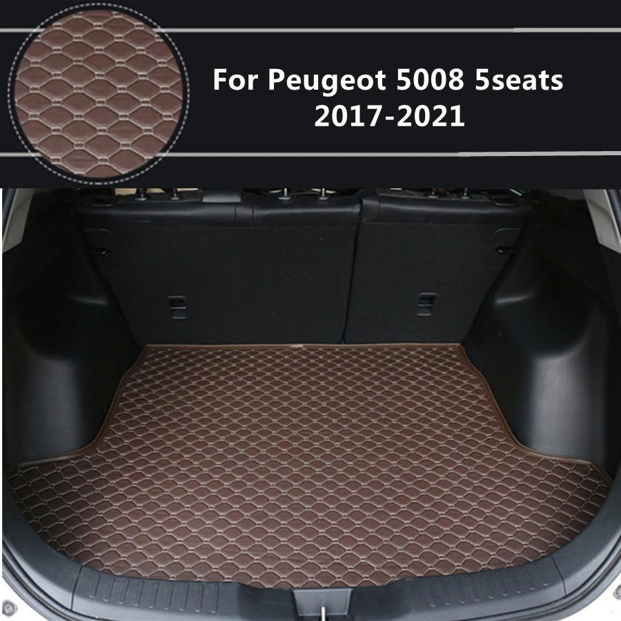 

Плоский бортовой коврик для Peugeot 5008, 5 мест (2017-2018-2019-2020-2021 года), специальные коврики для багажника автомобиля, водонепроницаемые коврики для ...