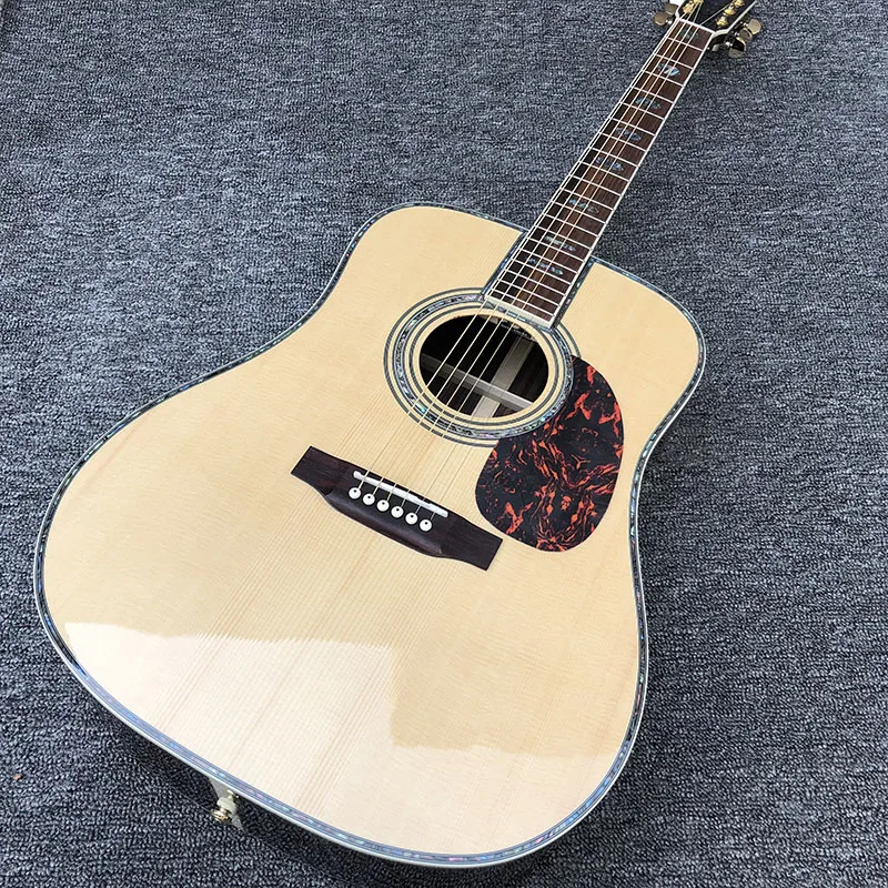 

Custom Solid Spruce Cedar Top 41'' D45 20 frets Acoustic Guitar without EQ Abalone Inlay Multi-Stripe Binding Free Shipping