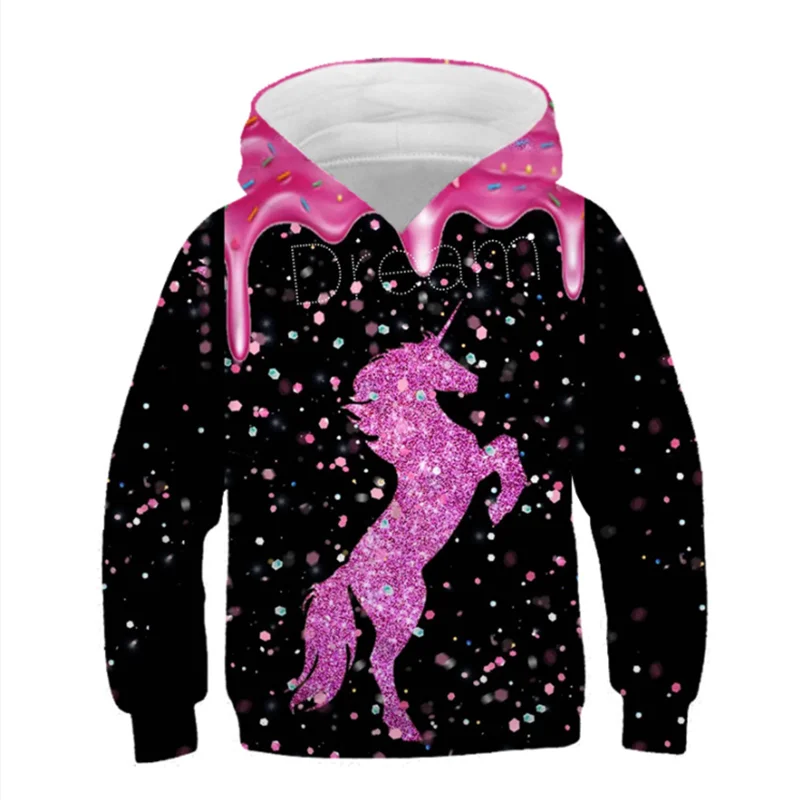 Осень 2022 детская одежда с рисунком лошади толстовки капюшоном для девочек свитер