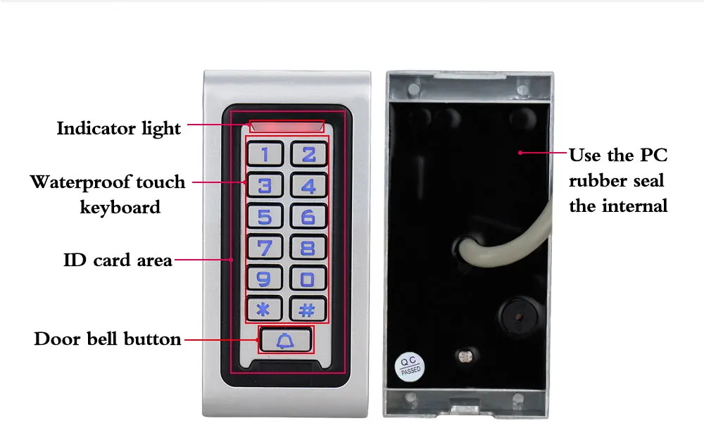 OBO IP68 Водонепроницаемая клавиатура контроля доступа Клавиатура RFID металлический корпус для двери Система контроля доступа открытый непромокаемый WG26 ридер