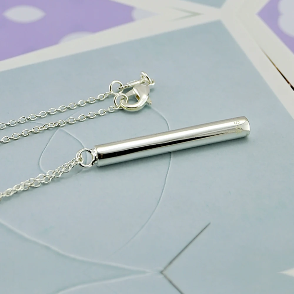 Женское ожерелье из серебра 925 пробы с подвеской цилиндром 41 46 см|Ожерелья| |