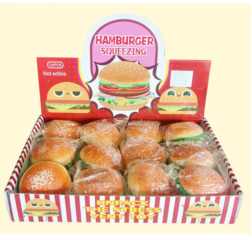 Kids Fidget Simulation Foods Toys Antistress Vent Bread Kawaii Slow Rebound Hamburgers Soft Funny Gifts For Children Adults 18 enlarge