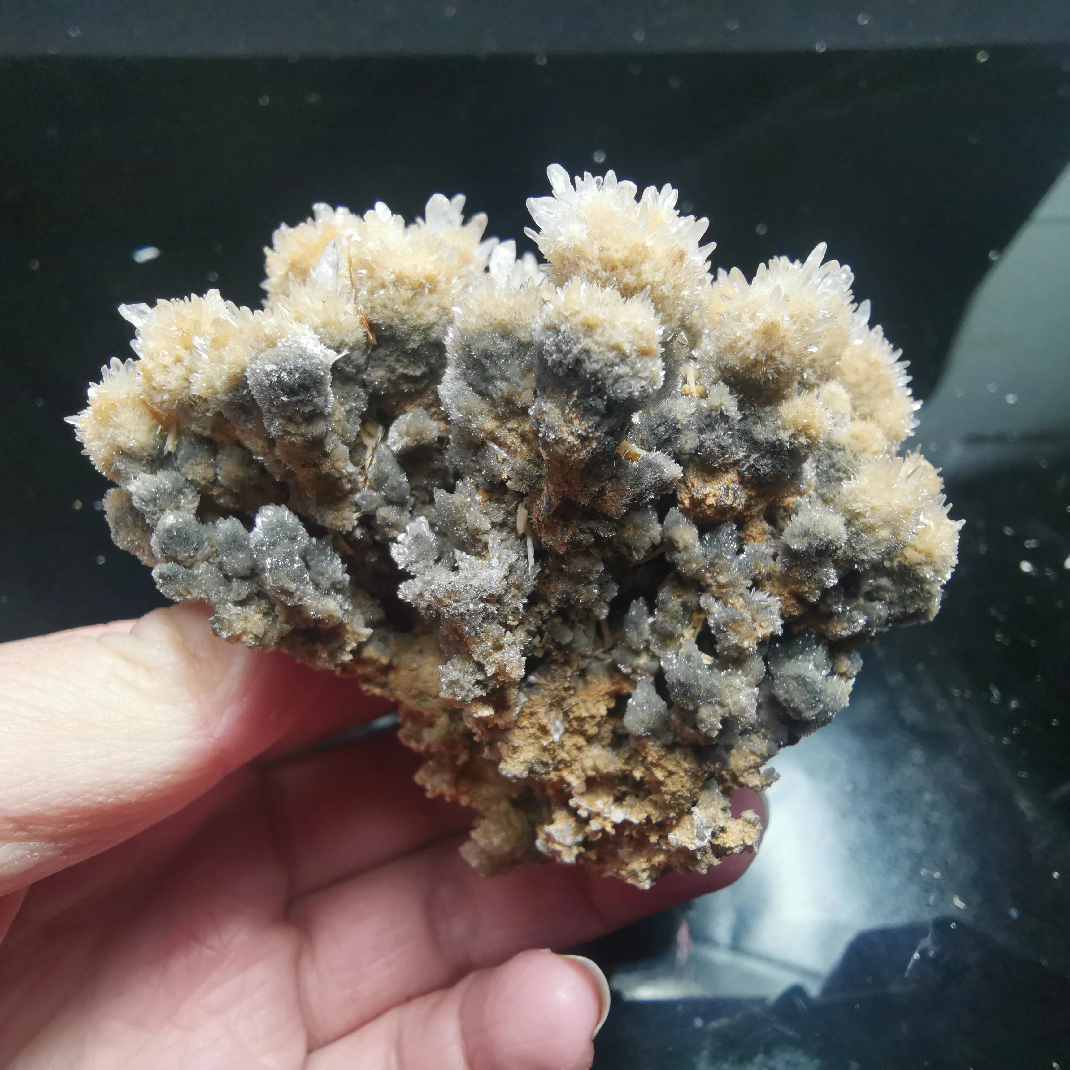 

130gNatural rare cactus flower calcite and crystal stone mineral specimen healing energy furniture decoration QUARTZ GEM