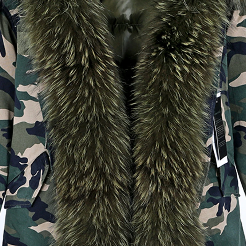 Женская зимняя куртка с капюшоном длинная Камуфляжная парка отделкой