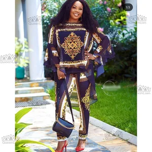 Костюм Дашики из шифона с длинным рукавом, с большими эластичными брюками, осенний костюм для женщин (XFTZ10 #)