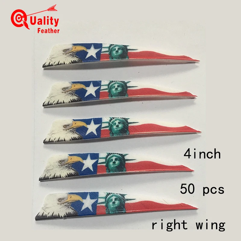 

JINYUQI 50pcs 4'' Turkey Feather Pattern cut Arrow Feather Archery Fletching Diy Arrow Accessories Statue of Liberty