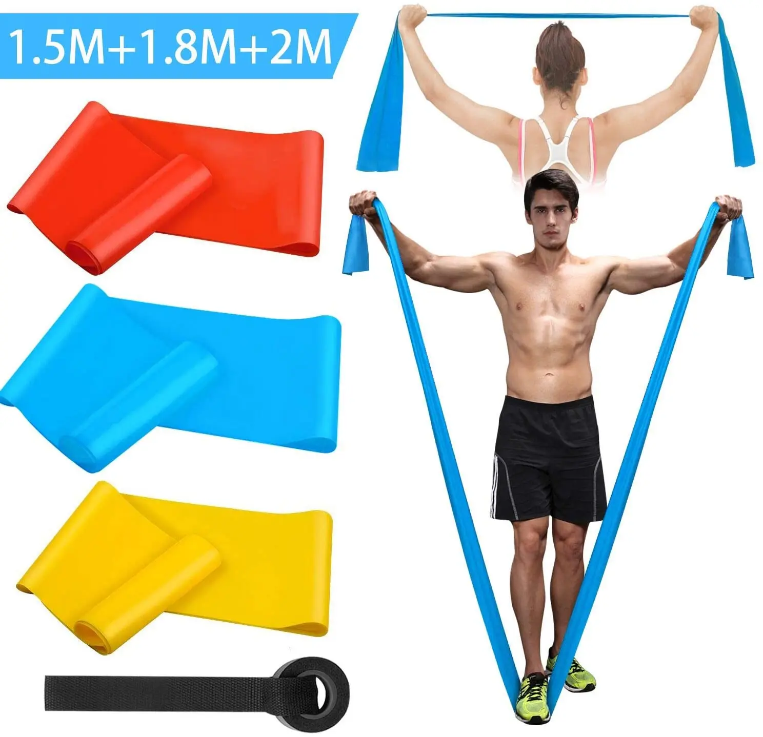 Elastic Fitness Bands 3Pcs Resistance Bands Elastic Fitness Tapes Yoga Pilates Crossfit Stretching Muscular Work Out Equipment